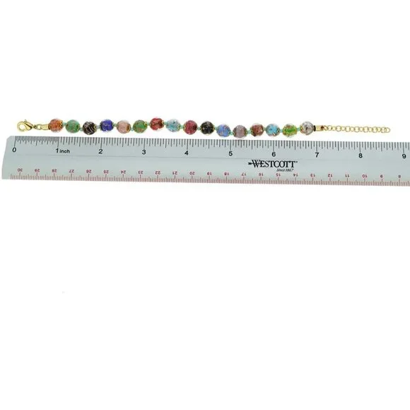 Murano Bracelet - Italian Multicolor Sommerso Sparkling Beads Handmade Blown Gla - Picture 5 of 7